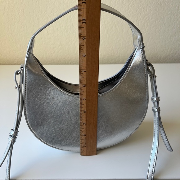 LOFT Metallic Crescent Crossbody Bag | Silver | NWT - Picture 9 of 13
